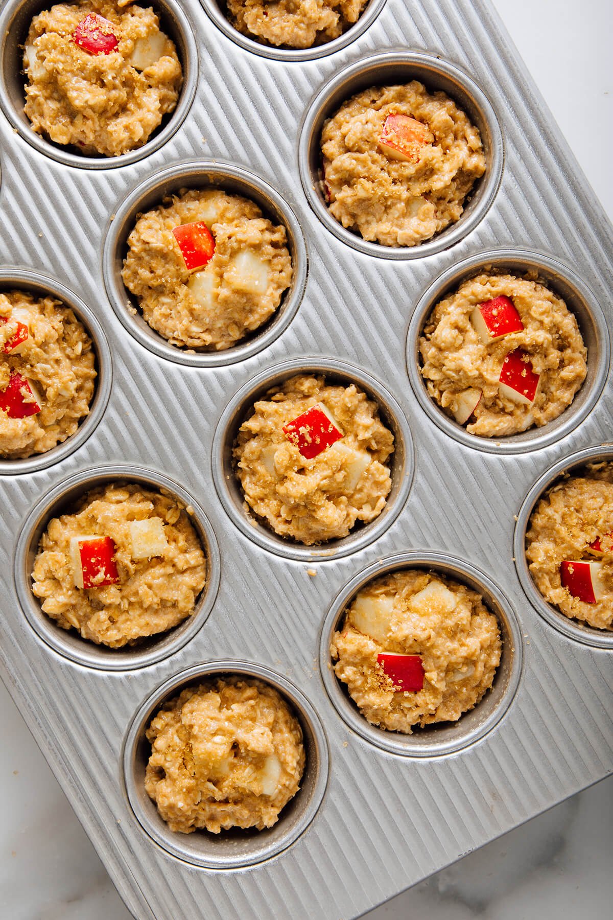apple oatmeal muffins before baking