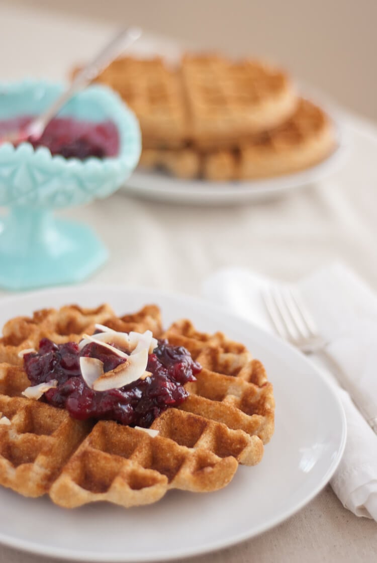 coconut waffles with cranberry sauce coconut waffles with cranberry sauce