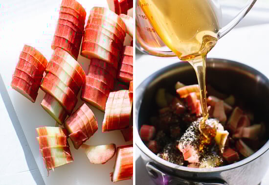 chopped rhubarb and honey