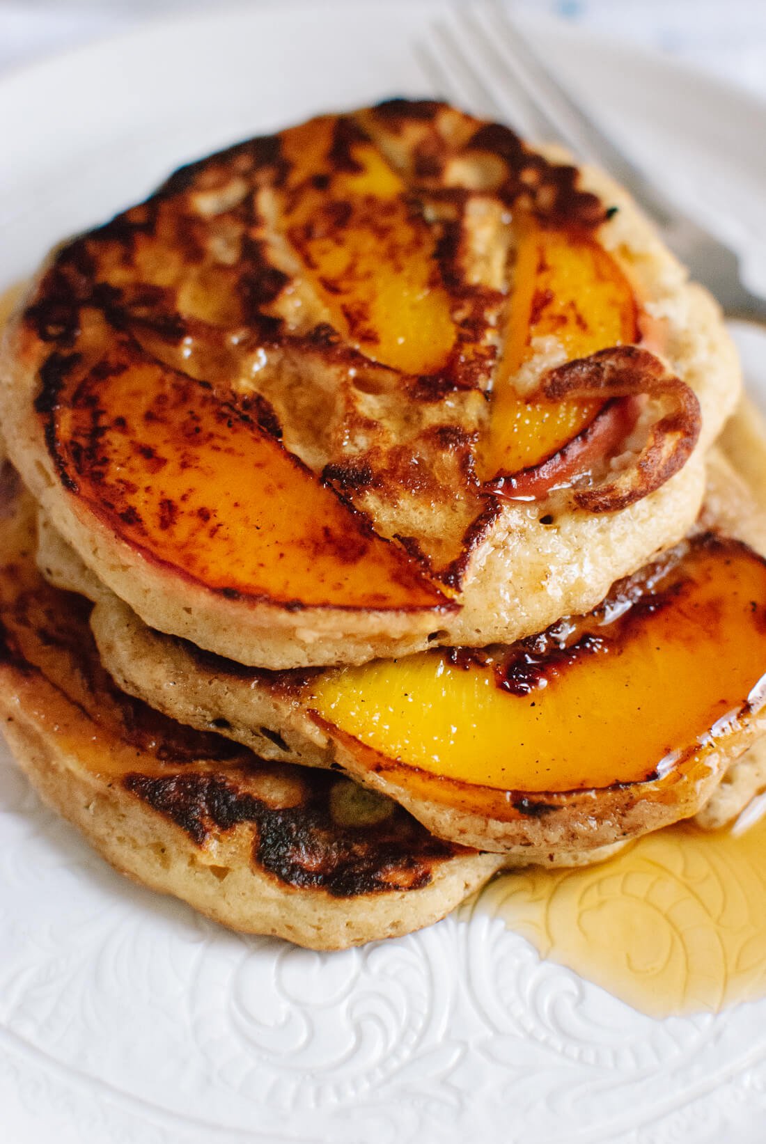 Gluten-free peach pancakes