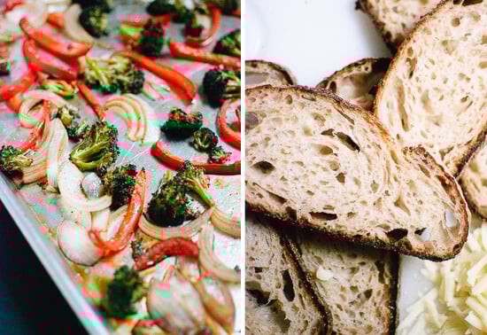 roasted vegetables and bread