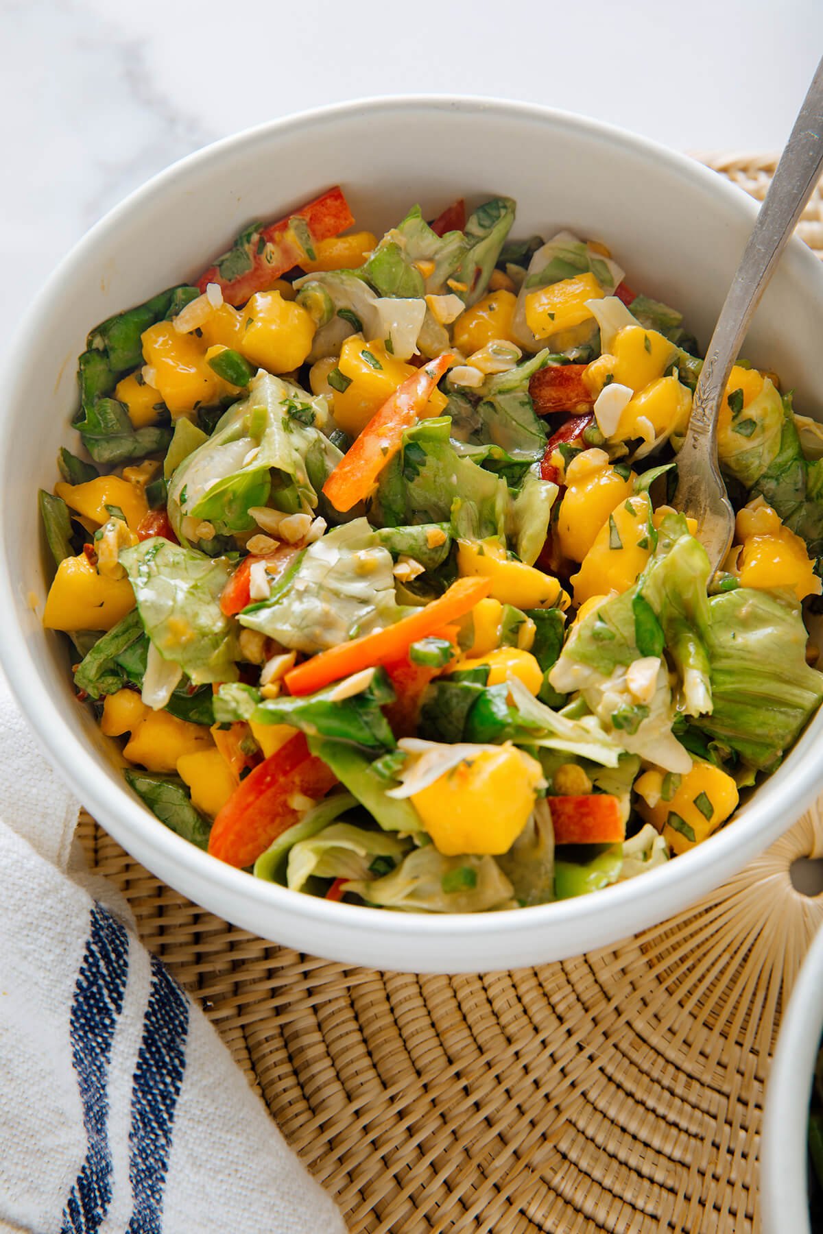 bowl of mango green salad