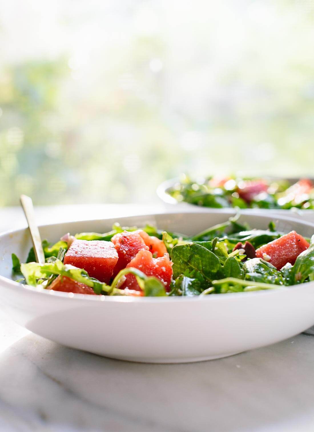 An amazing sweet and savory watermelon salad. Make it before summer ends! cookieandkate.com
