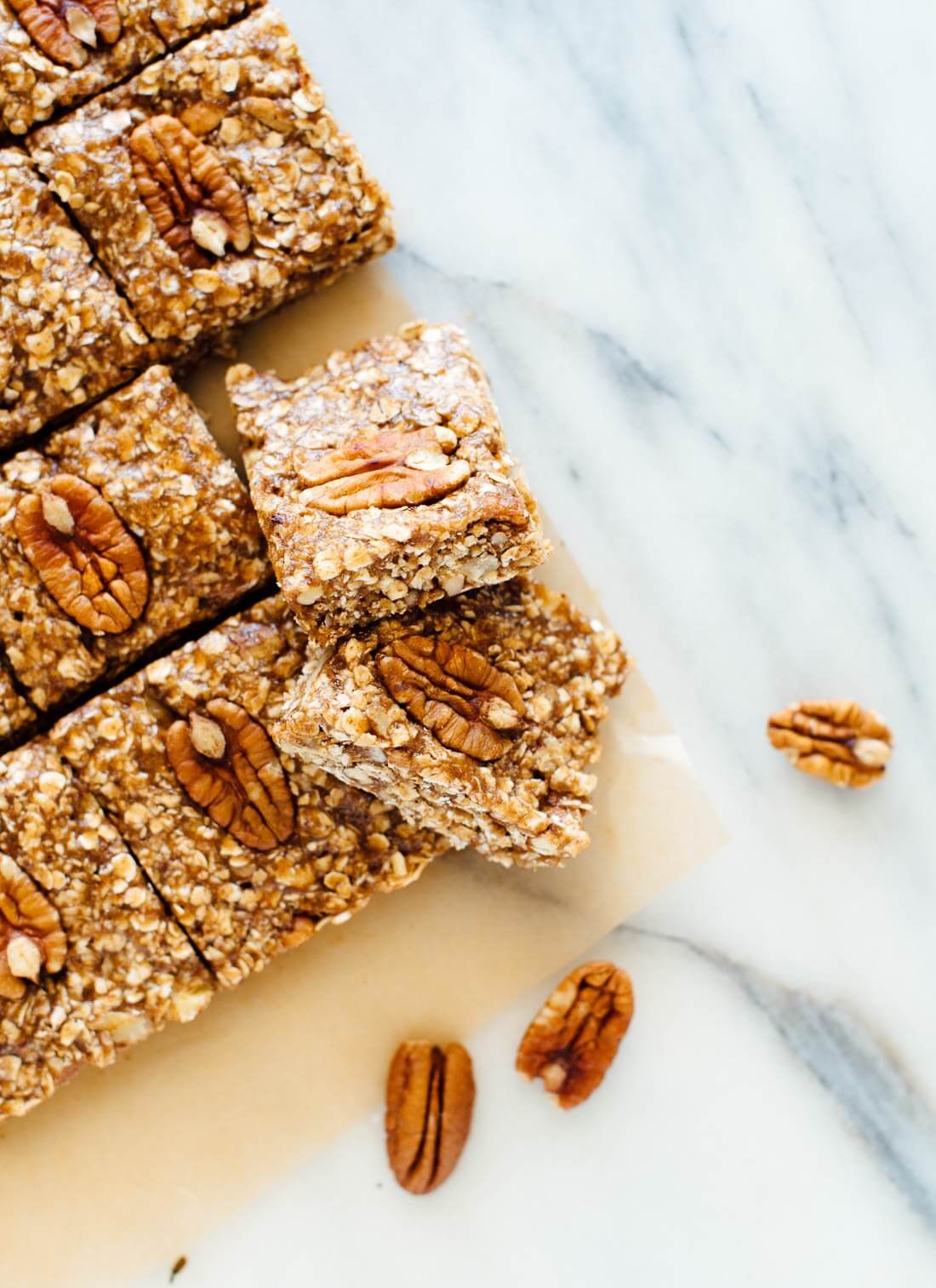 These homemade pecan granola bars are a delicious snack or breakfast! Store them in the freezer and youโll always have a wholesome snack ready when you need it.