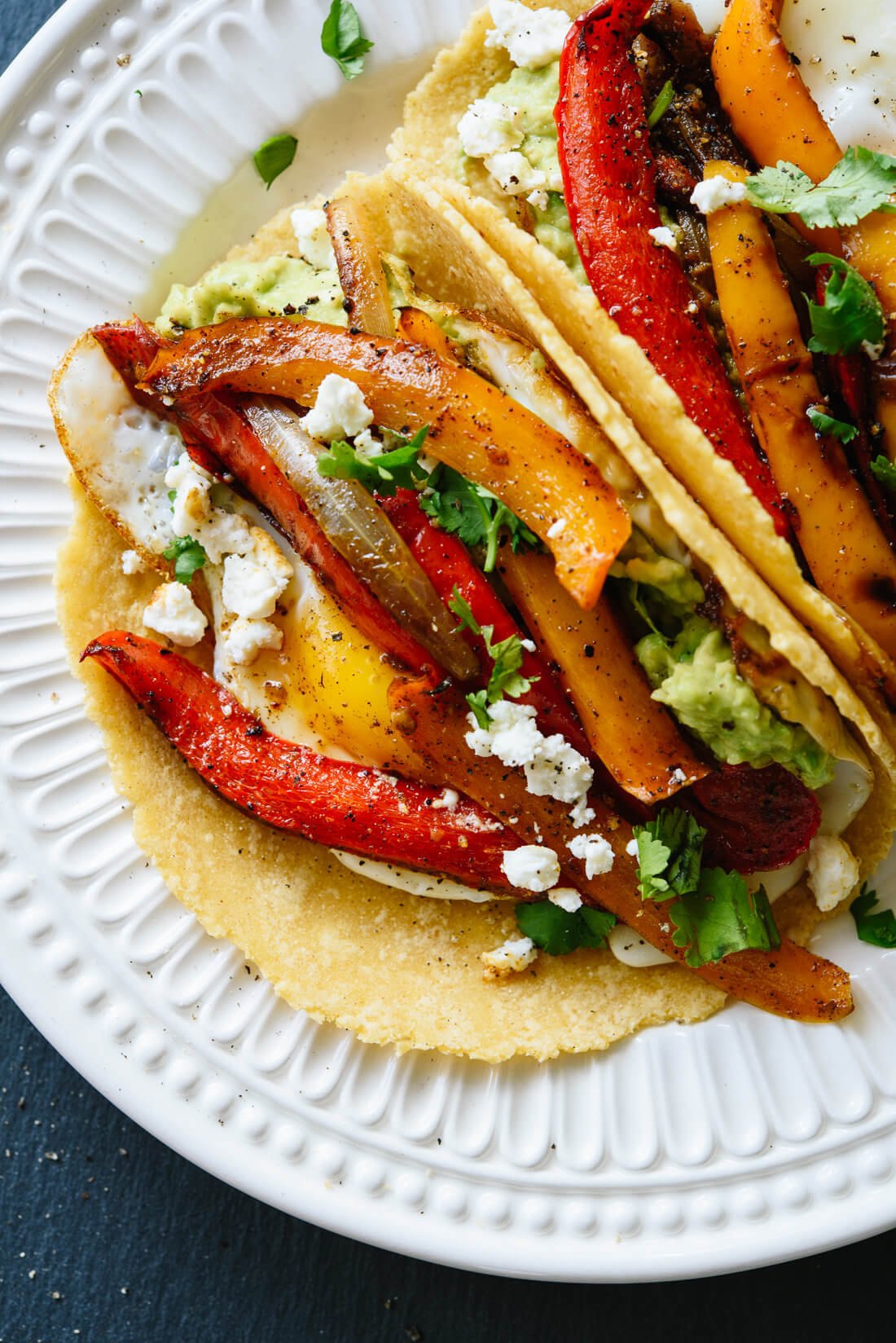 Spicy Breakfast Fajitas with Fried Eggs and Guacamole
