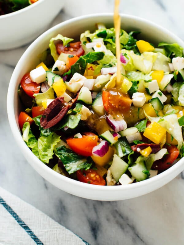 chopped Greek salad with homemade Greek vinaigrette