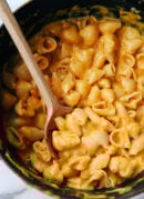 butternut squash mac and cheese in pot