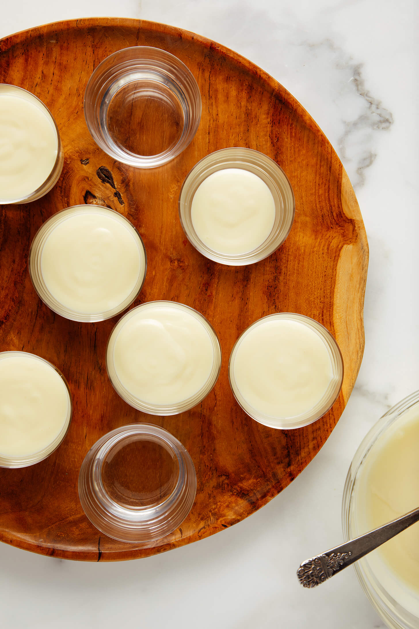 lemon posset poured into pots