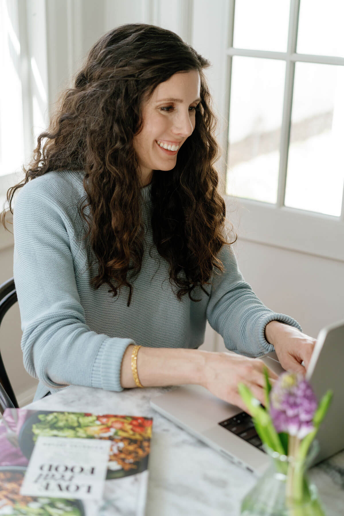 Kate at the computer