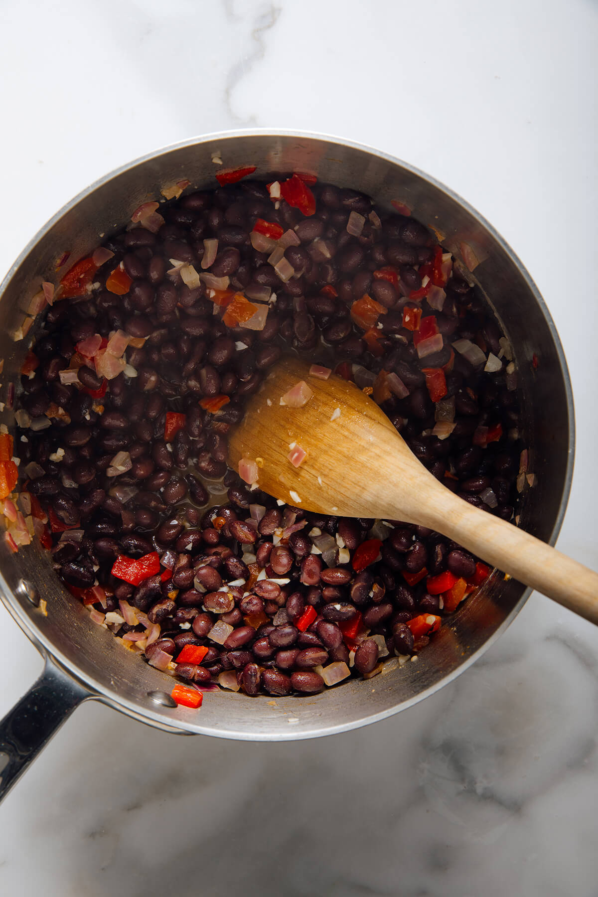 black beans before mashing