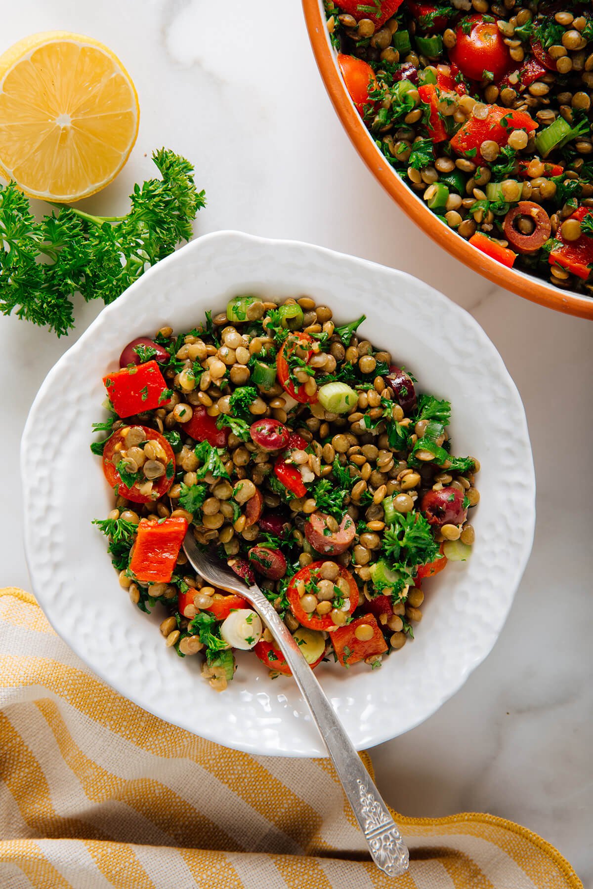 bowl of lentil salad