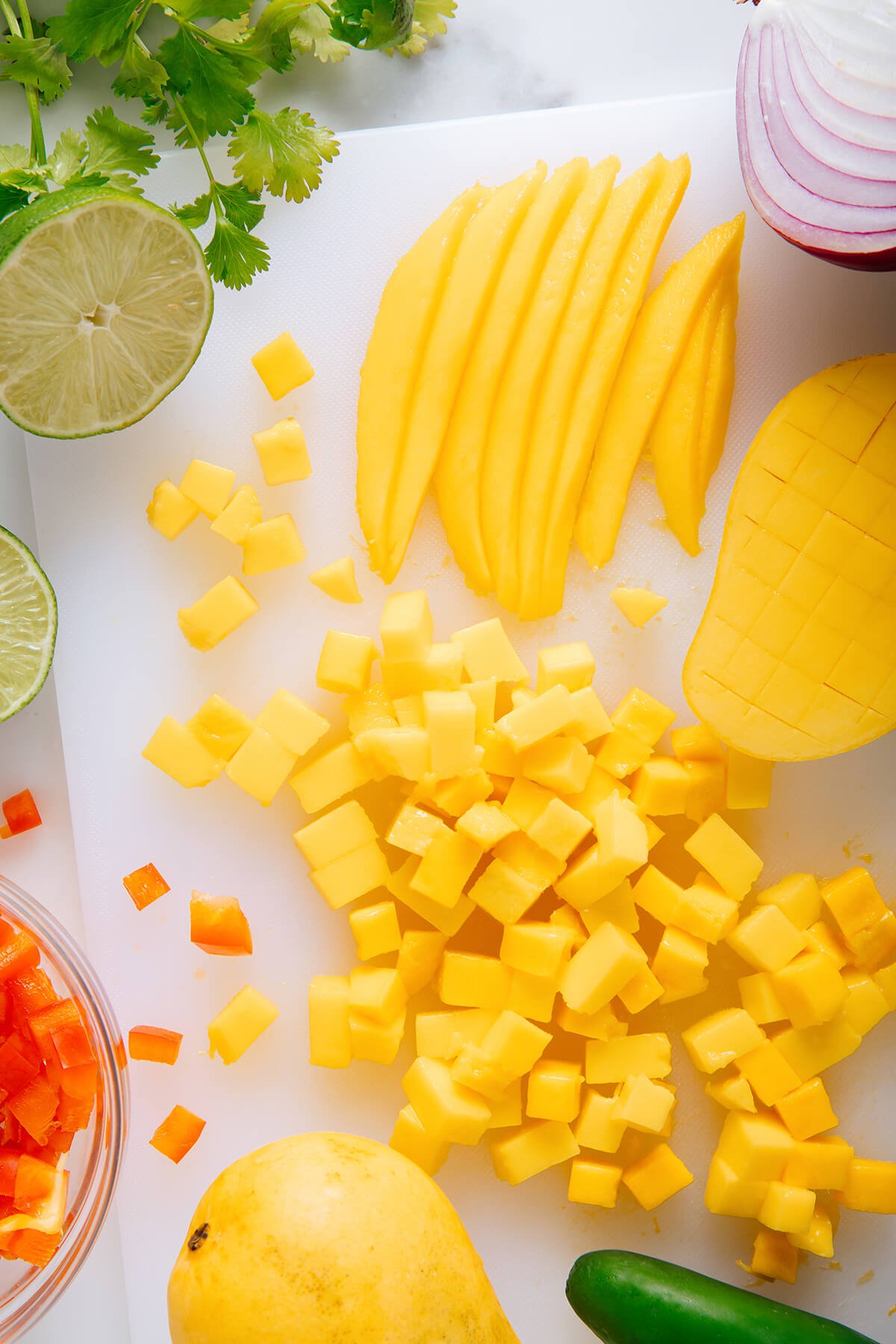 sliced and diced mango